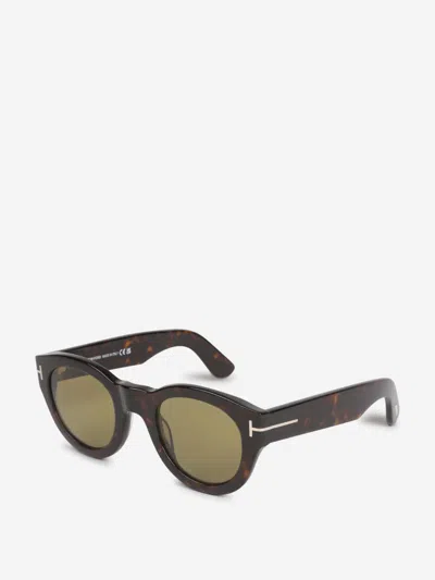 Tom Ford Round Havana Sunglasses In Black