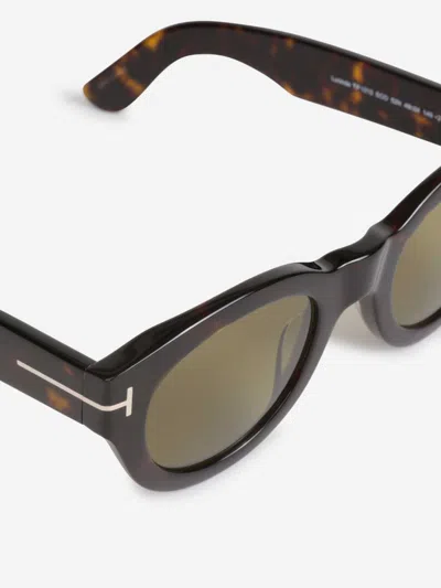 Tom Ford Round Havana Sunglasses In Black