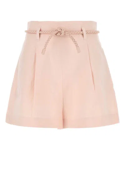 Zimmermann Pastel Pink Linen Crush Shorts In Pink