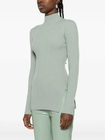 Nanushka Geripptes Rollkragenoberteil In Green