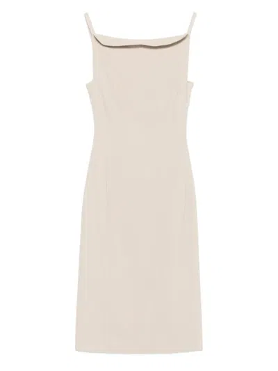 Nanushka Midikleid Mit Eckigem Ausschnitt In Neutral