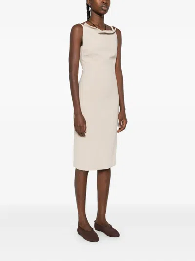 Nanushka Midikleid Mit Eckigem Ausschnitt In Neutral