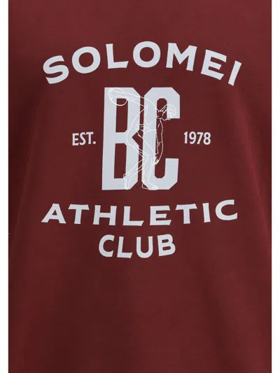Brunello Cucinelli Cotton Sweatshirt With Print On The Front In Burgundy