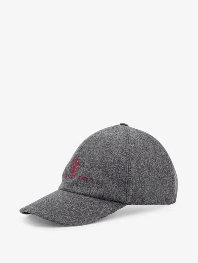 Brunello Cucinelli Men Virgin Wool Hat In Gray