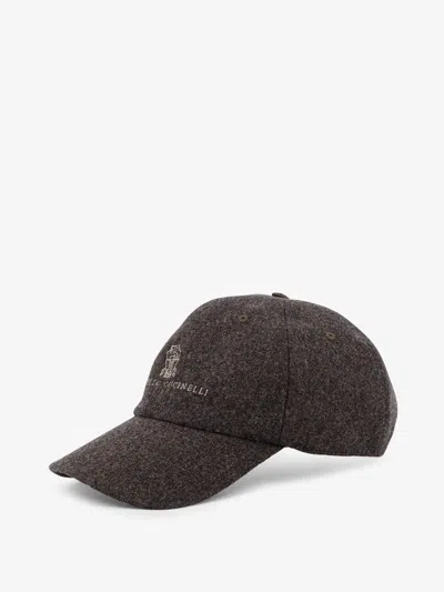 Brunello Cucinelli Men Virgin Wool Hat In Brown