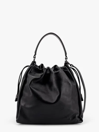 Brunello Cucinelli Women Bucket Mellow Leather Bucket Bag With Monili Detail In Black