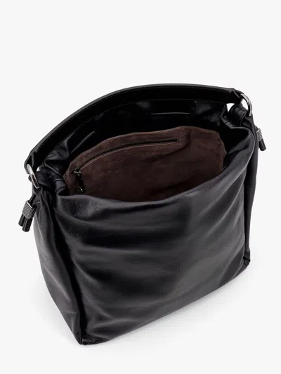 Brunello Cucinelli Women Bucket Mellow Leather Bucket Bag With Monili Detail In Black