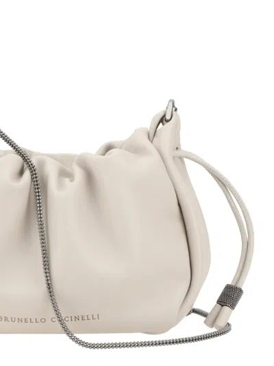 Brunello Cucinelli Women Bucket Mellow Mini Shoulder Bag In White