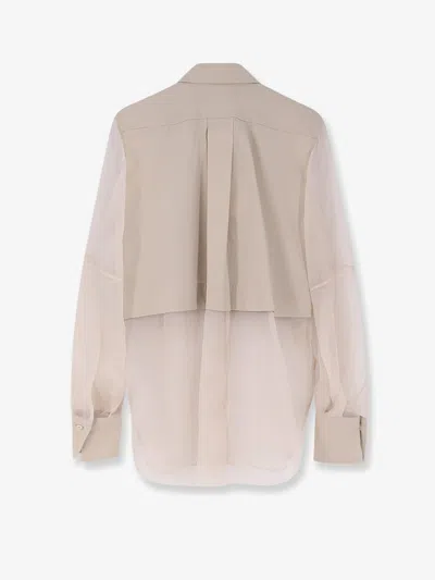 Brunello Cucinelli Women Cotton Blend Shirt With Monili Detail In Brown