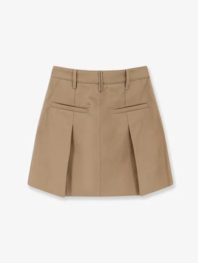 Brunello Cucinelli Women Cotton Skirt In Brown