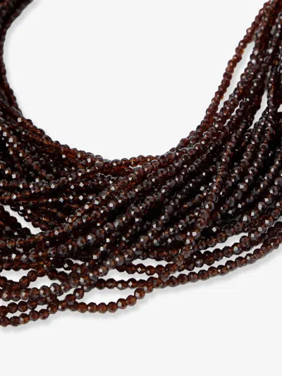 Brunello Cucinelli Women Glass And Silver Necklace In Brown