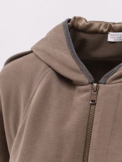 Brunello Cucinelli Women Hooded Cotton Sweatshirt In Multi