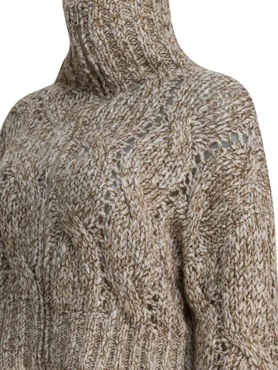 Brunello Cucinelli Beige Wool Blend Knitwear In Brown