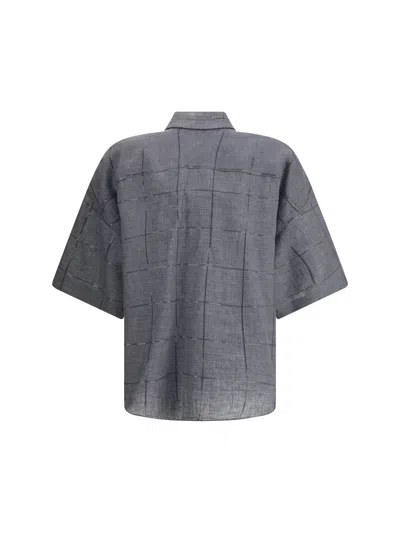 Brunello Cucinelli Women Linen Shirt In Gray