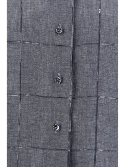 Brunello Cucinelli Women Linen Shirt In Gray