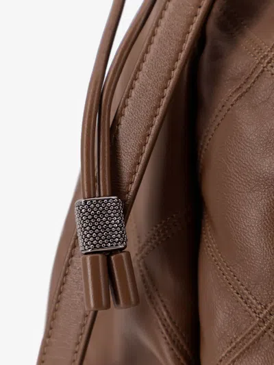 Brunello Cucinelli Women Mellow Quilted Leather Shopper Bag With Monile In Brown