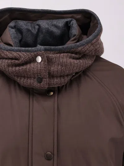 Brunello Cucinelli Women Nylon And Cotton Hooded Jacket In Brown
