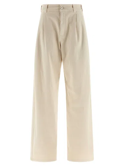 Brunello Cucinelli Wide Leg Pleated Trousers Pockets In Neutral