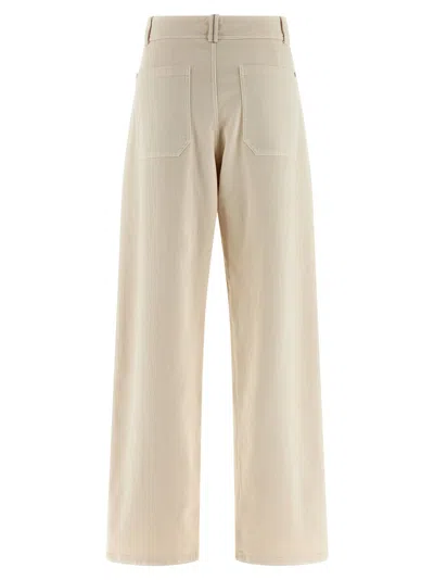 Brunello Cucinelli Wide Leg Pleated Trousers Pockets In Neutral