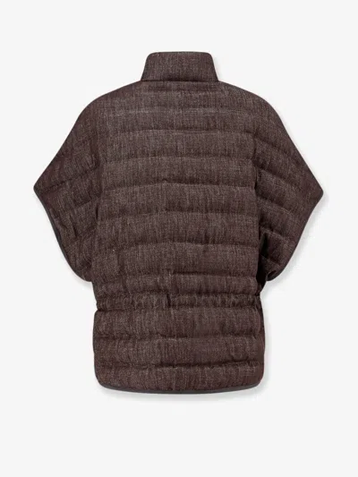 Brunello Cucinelli Women Sparkling Down Jacket With Monili Detail In Brown