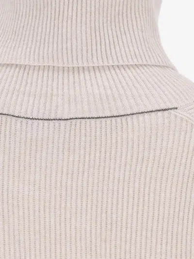 Brunello Cucinelli Women Virgin Wool, Cashmere And Silk Turtleneck In Neutral