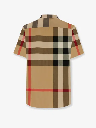 Burberry Men Cotton Shirt With Check Print In Multi