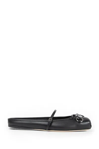 Gucci Leather Ballet Flats Featuring Metal Detail In Black