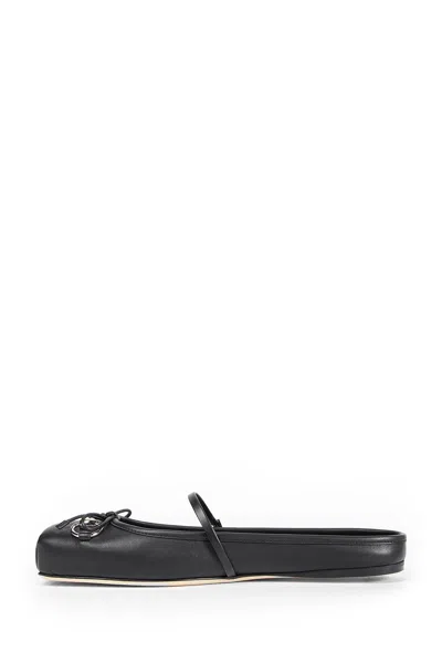 Gucci Leather Ballet Flats Featuring Metal Detail In Black