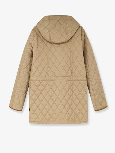 Burberry Quilted Nylon Jacket Featuring Adjustable Elements In Brown