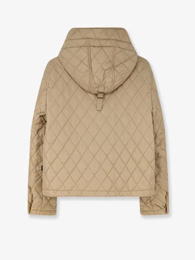 Burberry Quilted Hooded Nylon Jacket Featuring Pockets In Brown