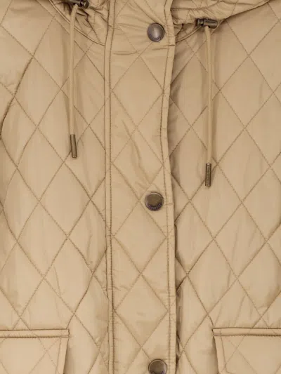 Burberry Quilted Hooded Nylon Jacket Featuring Pockets In Brown