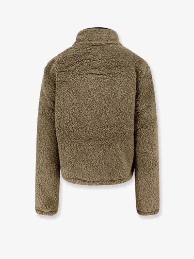Burberry Ekd Patch Faux Fur Zip-up Jacket In Brown
