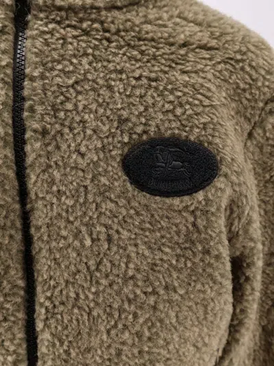 Burberry Ekd Patch Faux Fur Zip-up Jacket In Brown