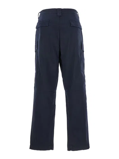 C.p. Company Men Blue Pants With Cargo Pockets And Lens Motif On The Leg In Cotton Man In Multi