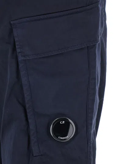 C.p. Company Men Blue Pants With Cargo Pockets And Lens Motif On The Leg In Cotton Man In Multi