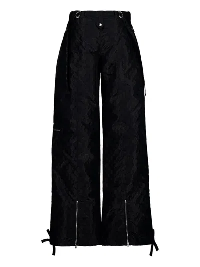 Casablanca Women Pants With Monogram Tie Detail In Black