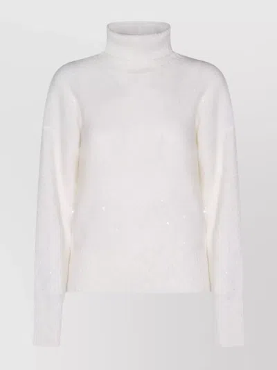 Fabiana Filippi Sequin Embellished Turtleneck Knitwear Top In Neutral