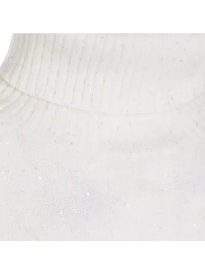 Fabiana Filippi Sequin Embellished Turtleneck Knitwear Top In Neutral