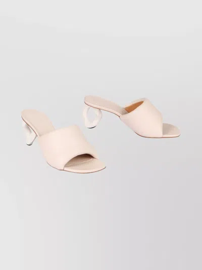 Jw Anderson Sculptural Heel Open Toe Leather Mules In Pink