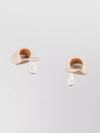 Jw Anderson Sculptural Heel Open Toe Leather Mules In Pink