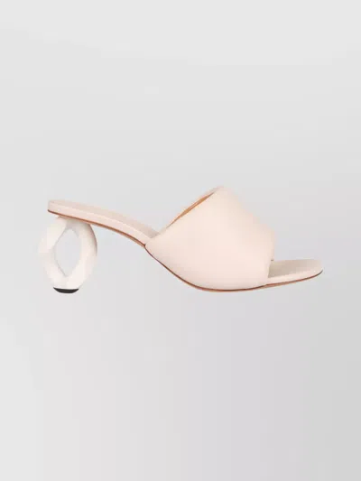 Jw Anderson Sculptural Heel Open Toe Leather Mules In Pink