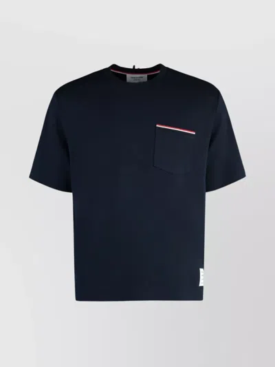 Thom Browne Crew-neck T-shirt With Side Slits And Pocket In Black