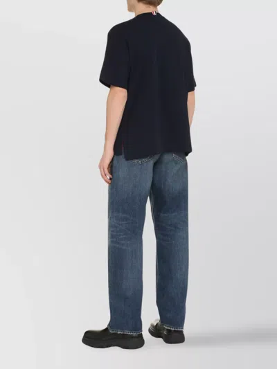 Thom Browne Crew-neck T-shirt With Side Slits And Pocket In Black