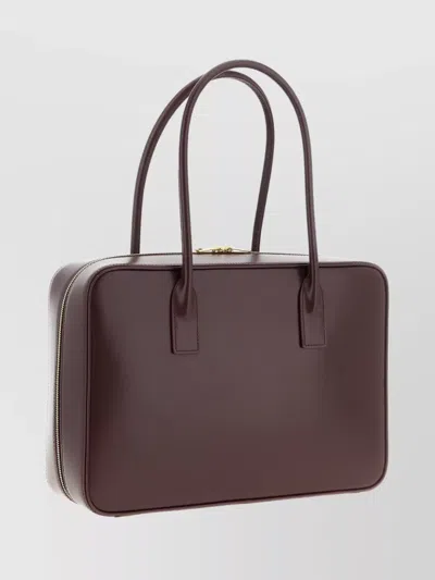 Saint Laurent Grape Leather Sac De Jour Handbag In Burgundy