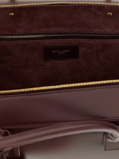 Saint Laurent Grape Leather Sac De Jour Handbag In Burgundy
