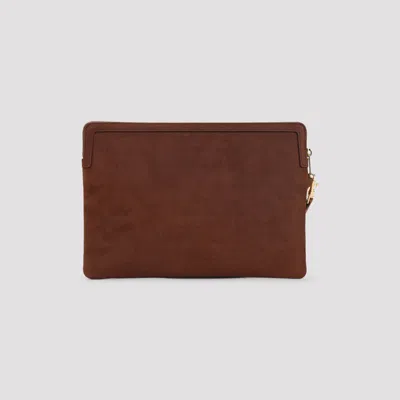 Celine Small Pouch With Strap Cuir Triomphe In Grained Calfskin In Brown
