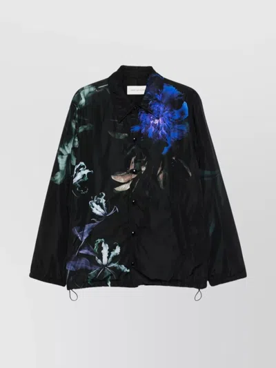 Dries Van Noten Floral Print Blazer Long Sleeves In Black