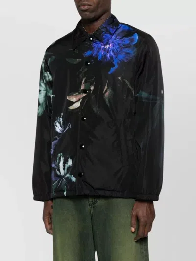 Dries Van Noten Floral Print Blazer Long Sleeves In Black