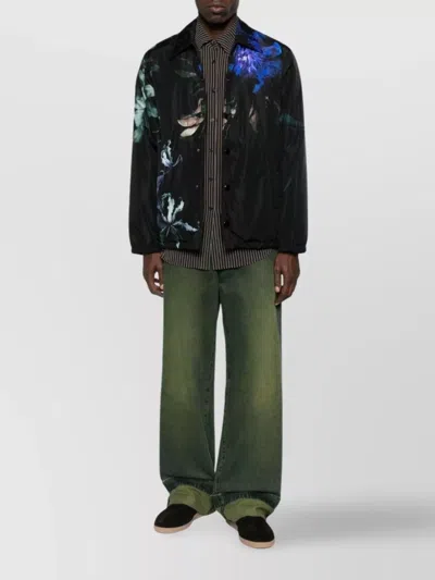 Dries Van Noten Floral Print Blazer Long Sleeves In Black