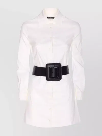 Balenciaga Longline Dress Belted At The Waist In White